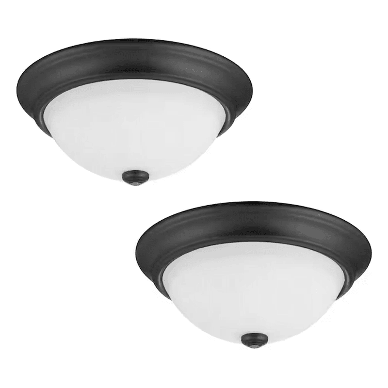 2 -Light 13-In Gloss Bronze Flush Mount Light 2 -Pack