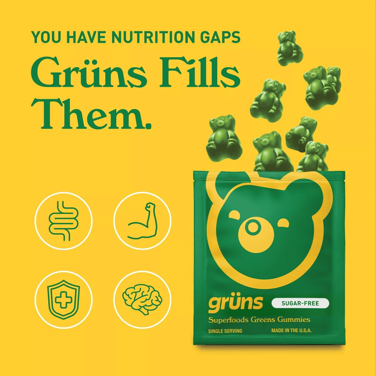 Grüns Adult Sugar-Free Superfoods Greens Gummies - 96Ct/12 Servings - Image 5