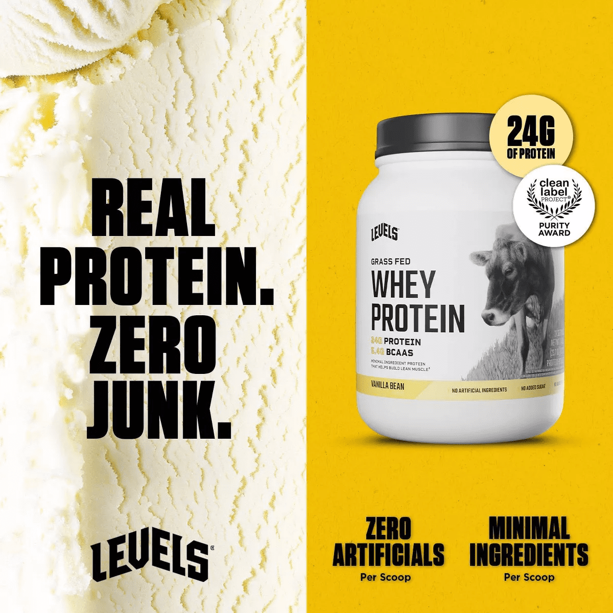 Levels Grass Fed Whey Protein Powder - Vanilla - 23.7Oz - Image 3