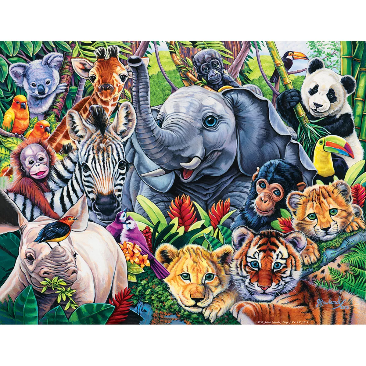 Masterpieces 100 Piece Jigsaw Puzzle for Kids - Safari Friends - 11.5"X15" - Image 3