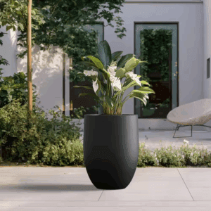 Lightweight 16In. X 22In. Charcoal Black Extra Large Tall round Concrete Plant Pot/Planter for Indoor & Outdoor