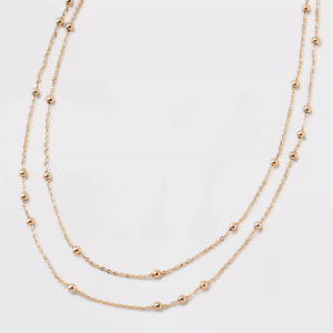 Gold 2 Row Satellite Chain Necklace - a New Day™ Gold: Nickel-Free Multi-Strand  with Lobster Claw Clasp