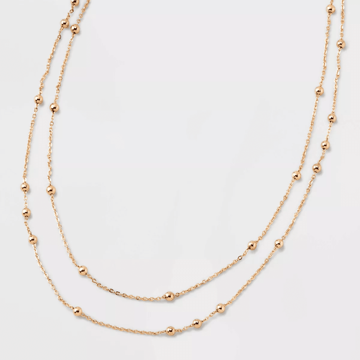 Gold 2 Row Satellite Chain Necklace - a New Day™ Gold: Nickel-Free Multi-Strand with Lobster Claw Clasp
