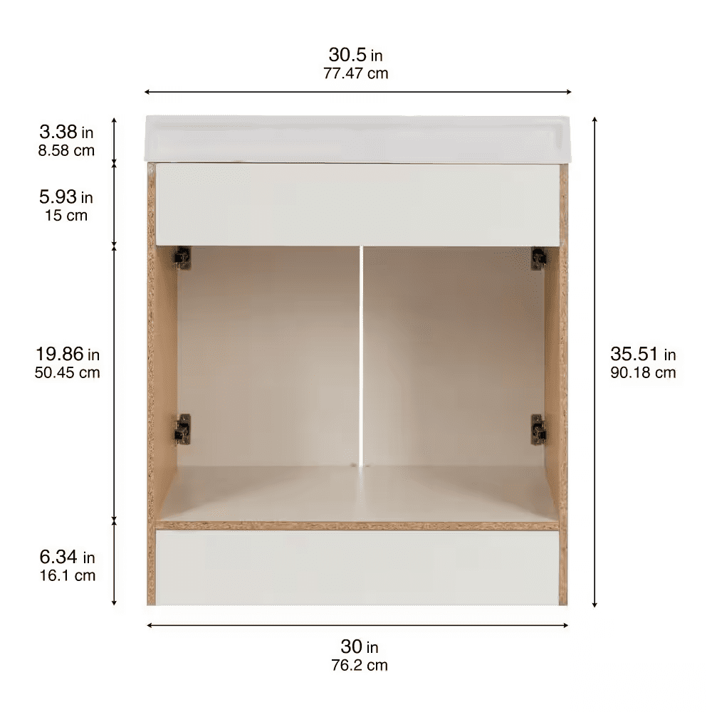 31 In. Single Sink White Bath Vanity with White Cultured Marble Top (Assembled) - Image 9