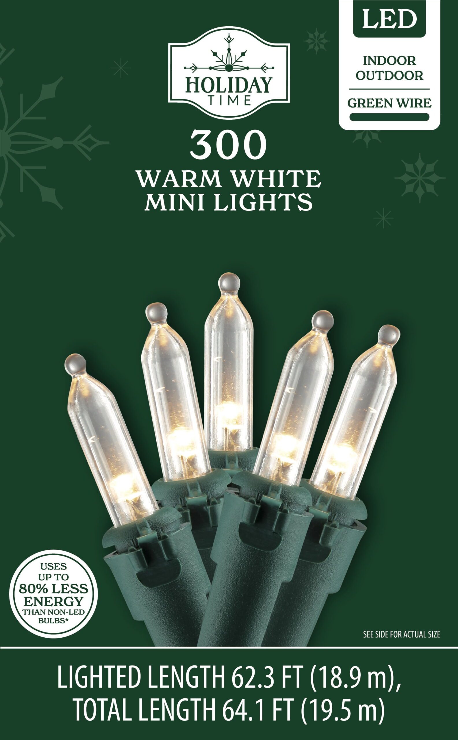 Indoor/Outdoor 300-Count LED Mini Christmas String Lights, Warm White, 62.3', by - Image 5