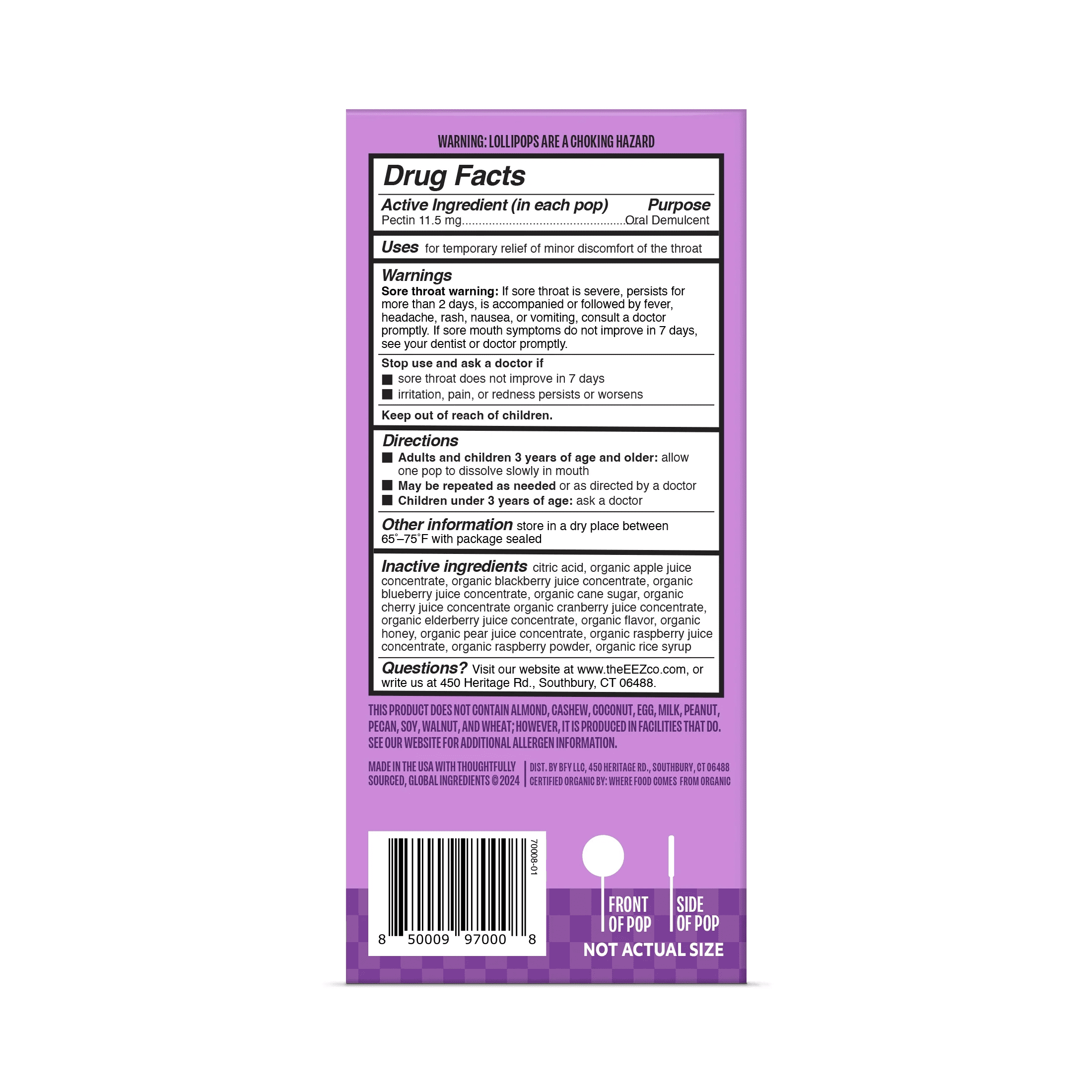 Organic Mixed Berry Throat Soothing Lollipops for Kids, 10 Count - Image 4
