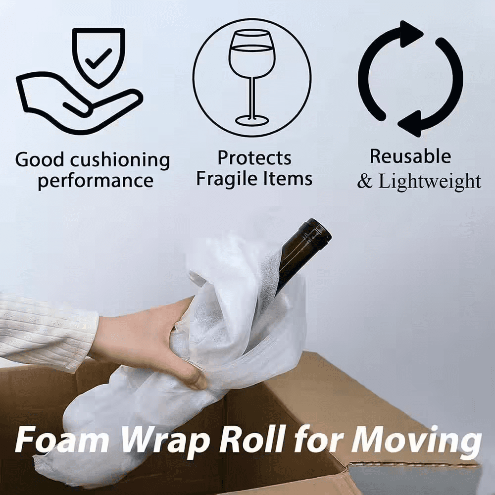 10 In. X 100 Ft. Cushion Foam Roll Lightweight Durable Protective Wrap for Moving Supplies and Fragile Items - Image 5