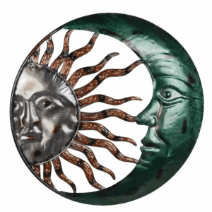 20 Inch Steel Sun and Moon Decorative Wall Art