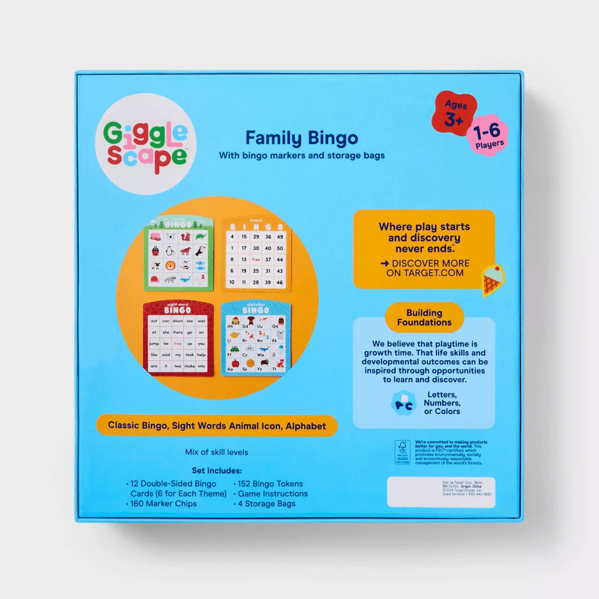 Family Bingo - Gigglescape™: Kids Classic Game, Includes Boards & Game Pieces, 1-6 Players, Ages 3+, Creative Thinking - Image 5