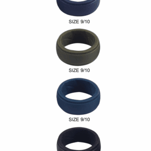 Solutions Adult Male 4Pc Blue Army Green Black Silicone Ring Set - Size 9/10