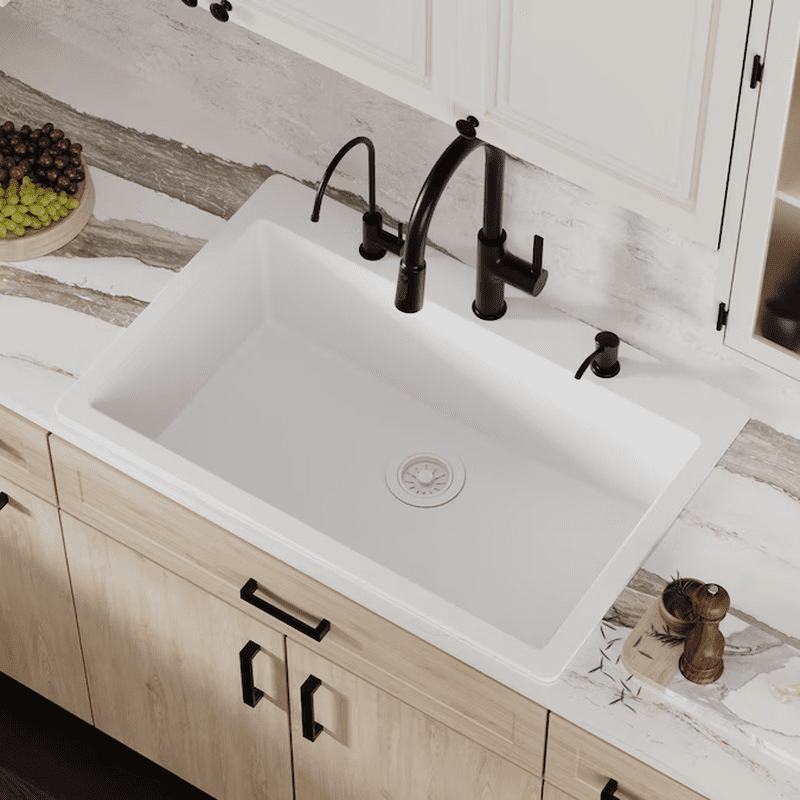 Drop-In or Undermount 33.0-In X 22.0-In Quartz Single Bowl Kitchen Sink - Image 15