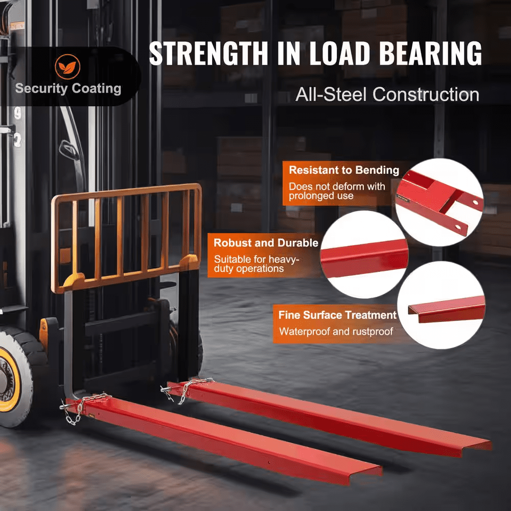 Pallet Fork Extensions 72 In. L X 4.5 In. W Heavy-Duty Carbon Steel Fork Extensions with Pins for Forklift (1-Pair, Red) - Image 4