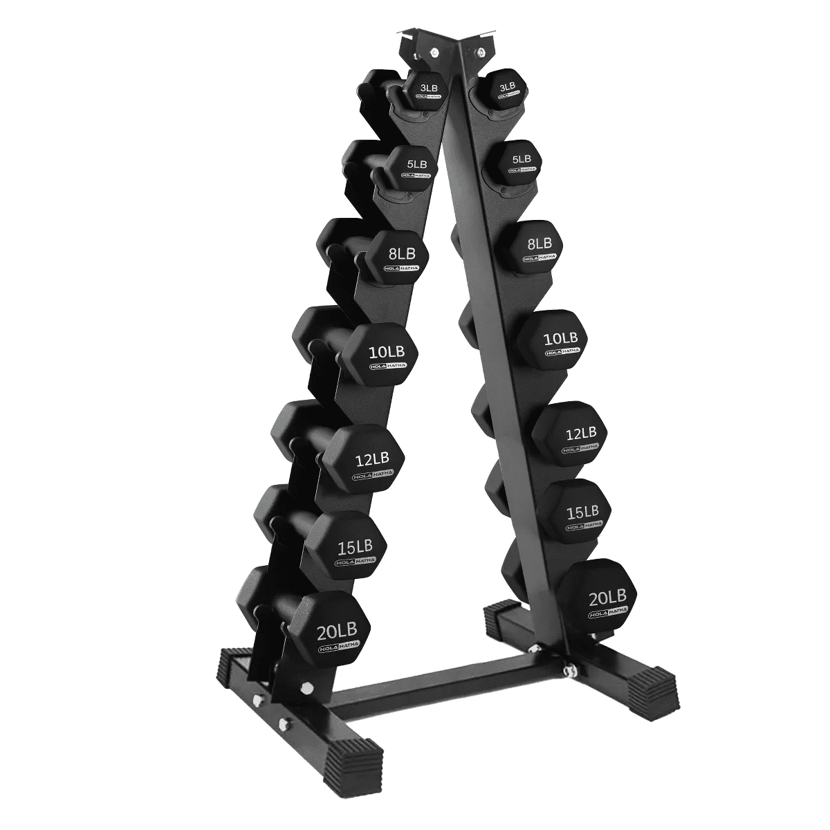 Holahatha Hex Dumbbell Set with Hand Weights and Storage Rack - Image 8