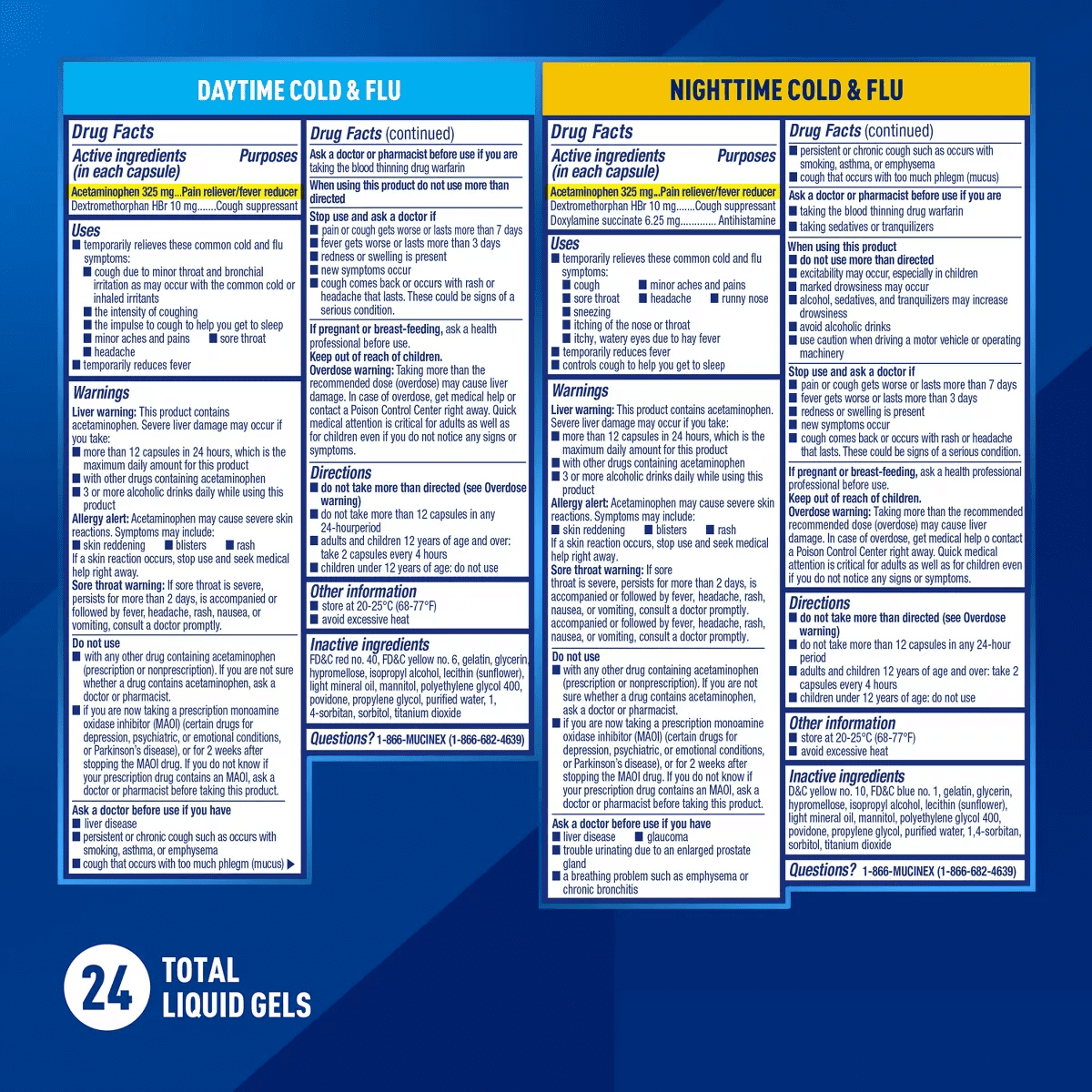 Mucinex FAST-MAX - Day/Night Cold & Flu Liquid Gel Caplet - 24Ct - Image 6
