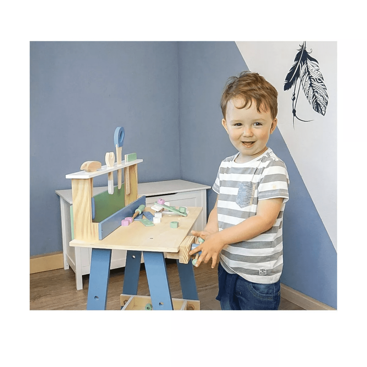 Small Foot Wooden Toys Premium Nordic Workbench: Includes 30 Pieces, Educational Toy Tools & Accessories - Image 5