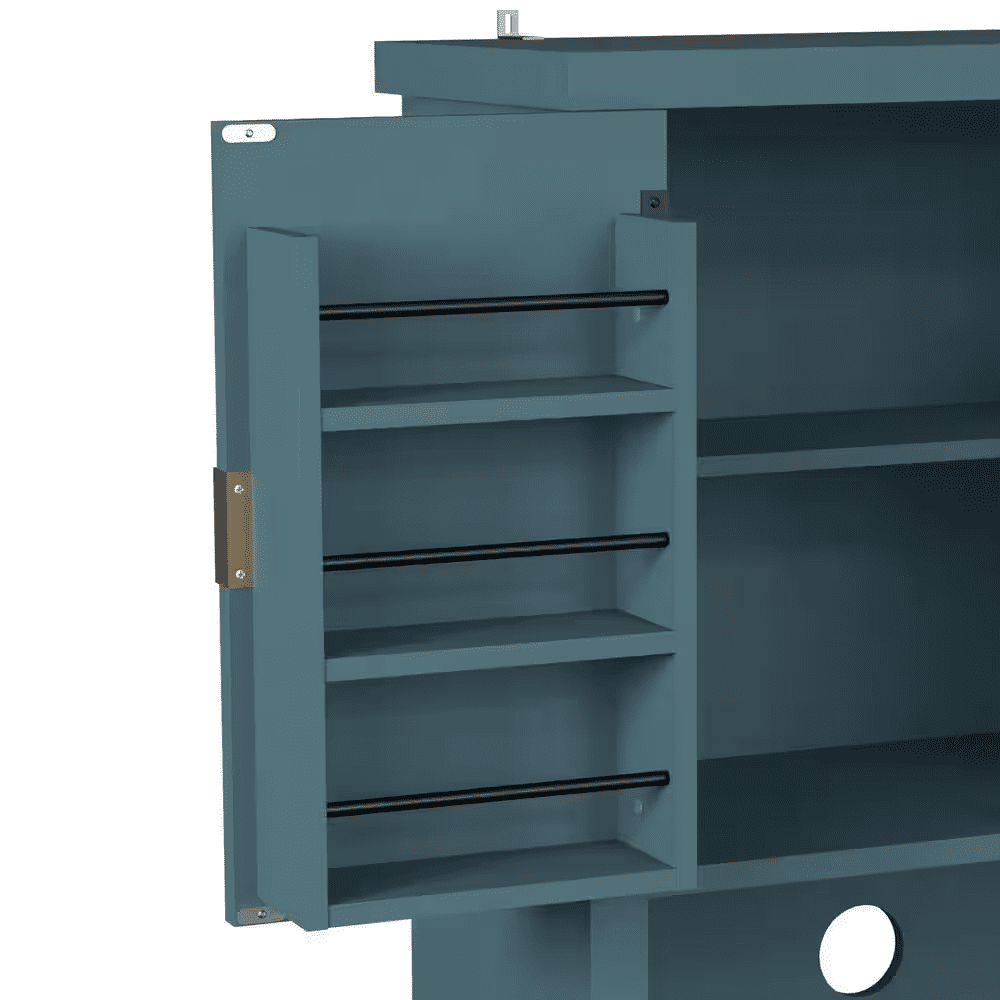 30.7 In. W Blue MDF Kitchen Buffet Pantry Storage Cabinet with Adjustable Shelf and Microwave Stand - Image 9