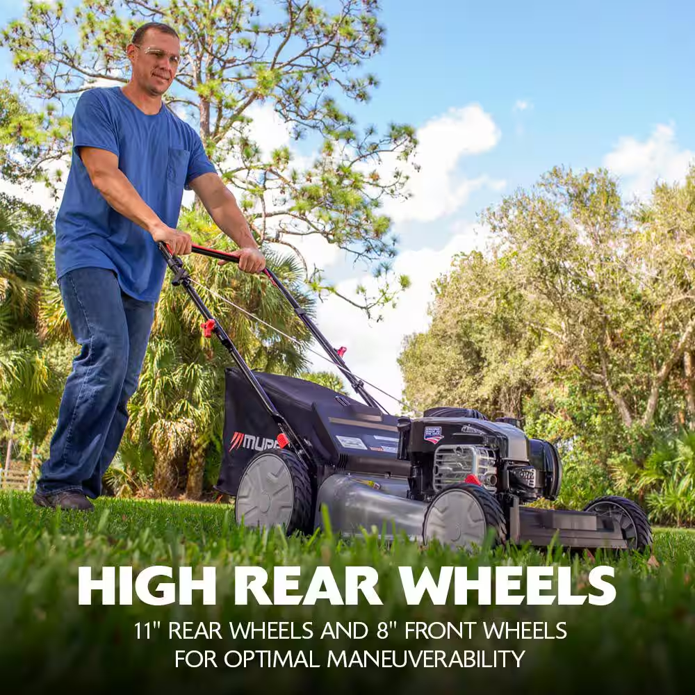 21 In. 140 Cc Briggs and Stratton Walk behind Gas Push Lawn Mower with Height Adjustment and with Mulch Bag - Image 9