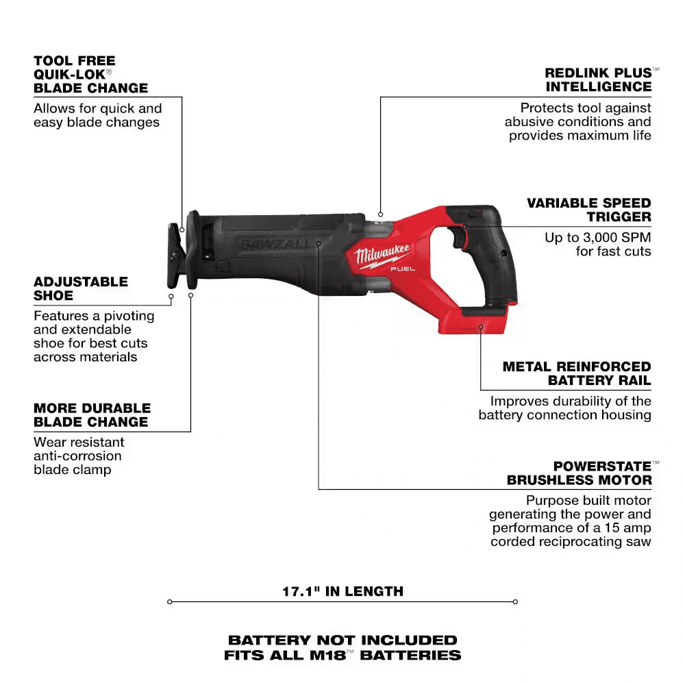 M18 FUEL 18V Lithium-Ion Brushless Cordless Combo Kit (7-Tool) with 1/2 In. Impact Wrench W/ Friction Ring - Image 8
