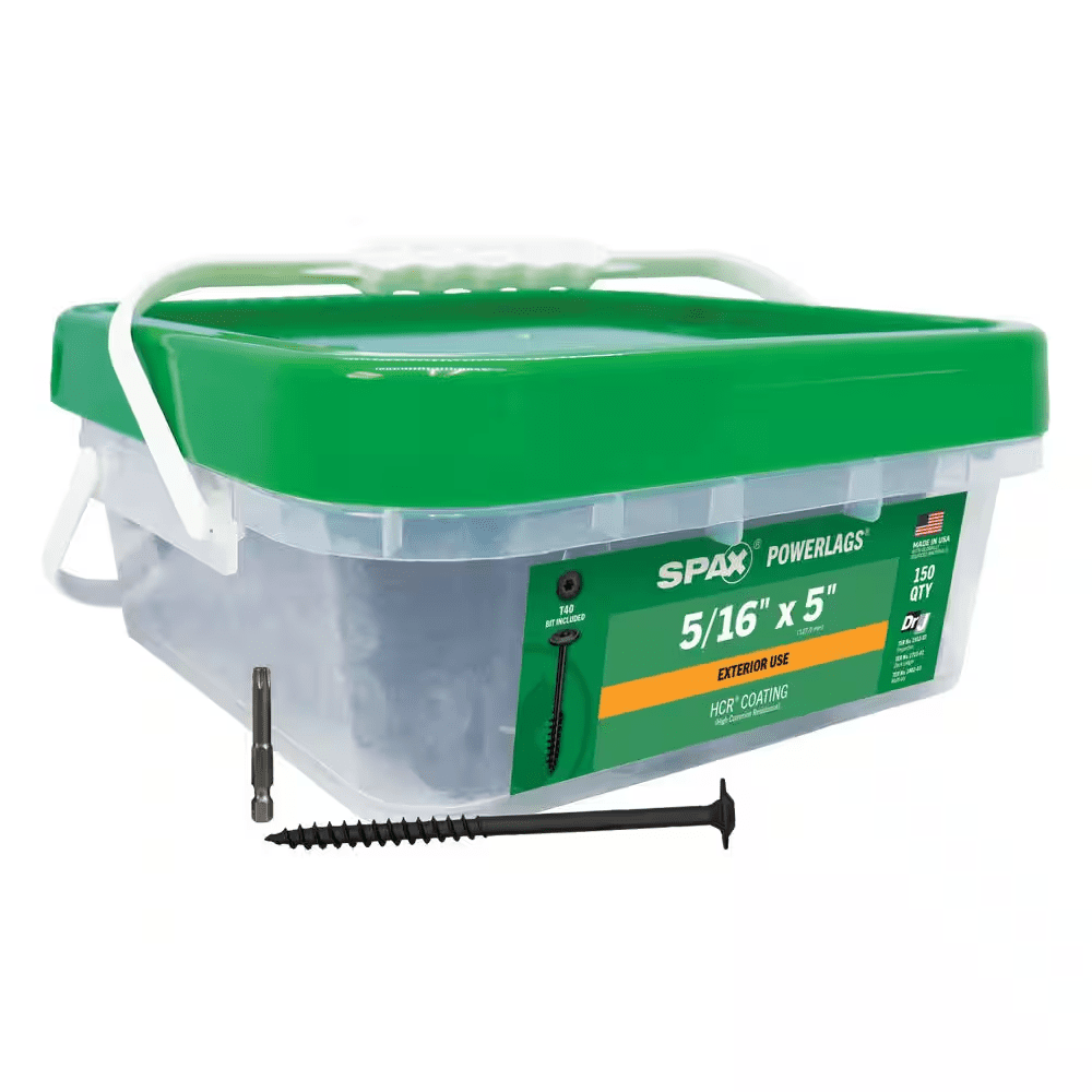 5/16 In. X 5 In. Exterior Powerlag Washer Head Torx T-Star Structural Wood Lag Screws (150-Piece) Bulk Mini Bit Included