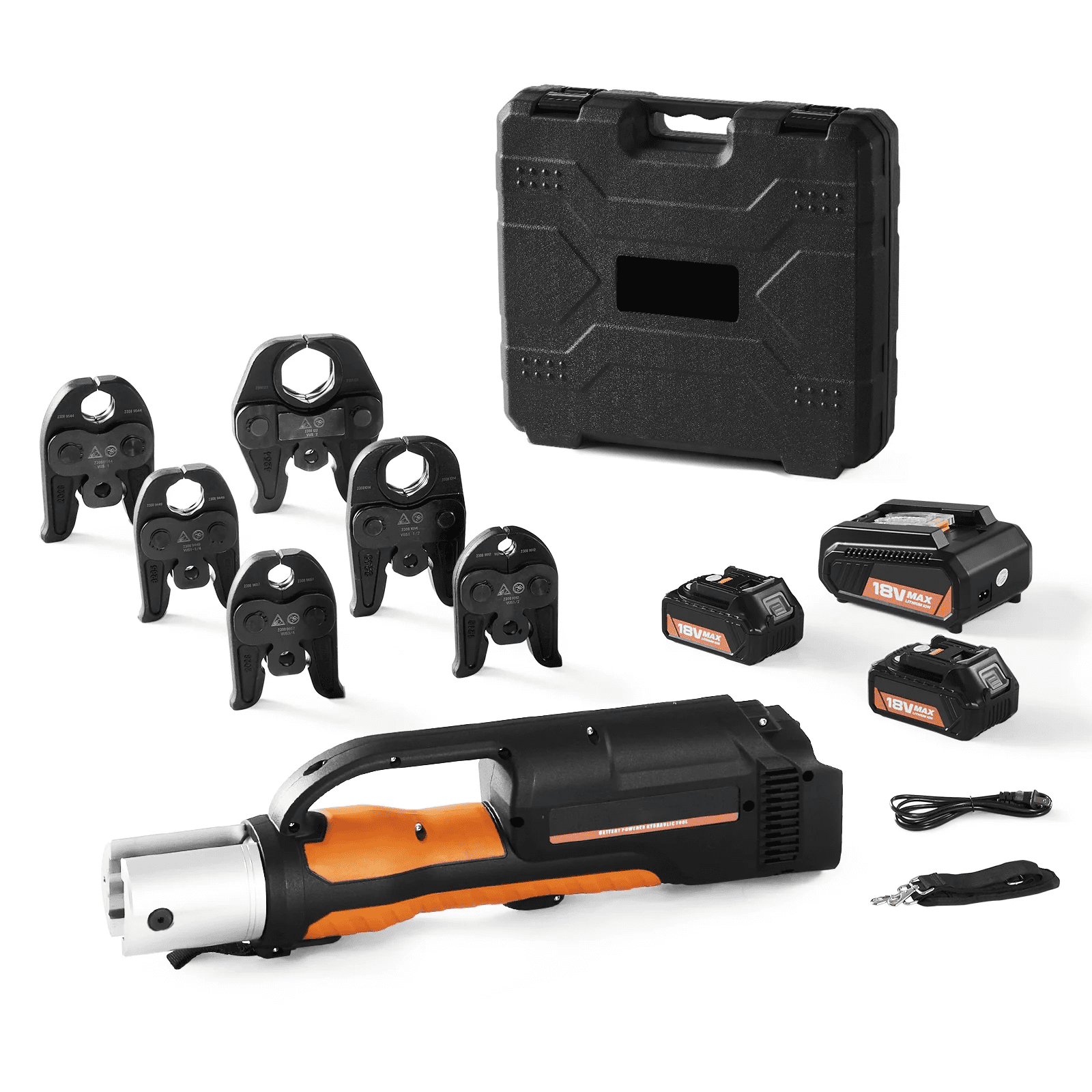 Pro Press Tool for Copper Pipe, 18V Electric Pipe Crimping Tool for 1/2" to 2" Stainless Steel, Compact Plumbing Pipe Press Tool with 6 Pro Press Jaw Brushless Motor & 2Pcs 4AH Battery - Image 9