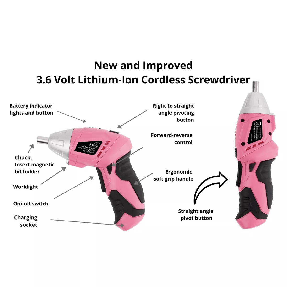 Apollo Tools 135Pc Household Tool Kit DT0773N1 Pink: Women'S Tool Set with Chrome-Plated & Carrying Case - Image 3