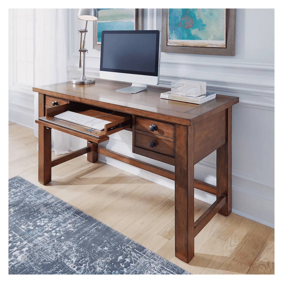 Tahoe Executive Writing Desk - Aged Maple - Home Styles: Mid-Century Modern, Hardwood Frame, Drawer Storage - Image 4