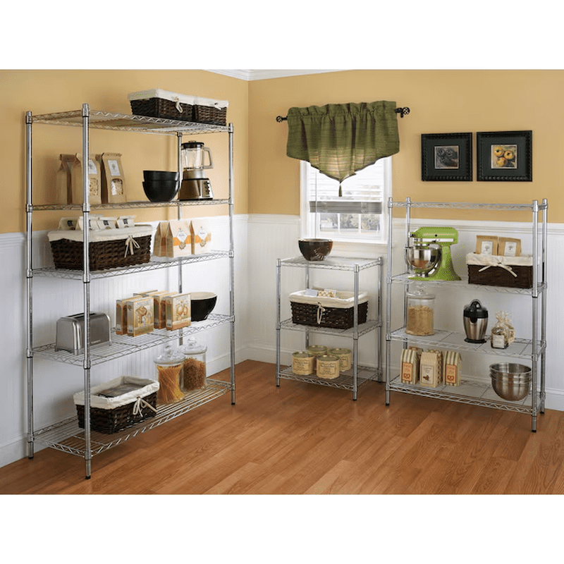 4 -Tier Chrome Metal Utility Shelving Unit with Wire Shelves ( 35.7-In W X 14-In D X 53-In H ) - Image 4