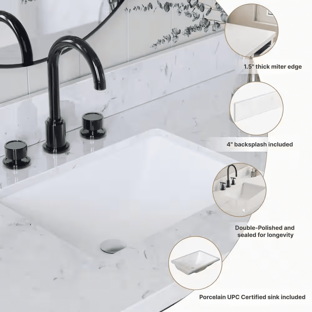 Hepburn 66 In. Double Sink Freestanding Bathroom Vanity in White with Carrara White Quartz Top - Image 6