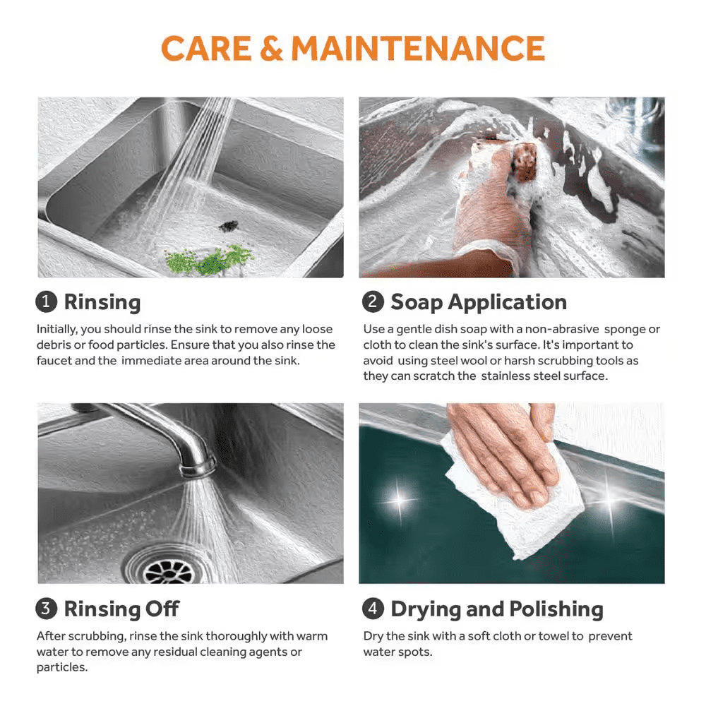 33 In. Drop-In Single Bowl 18 Gauge Stainless Steel Kitchen Sink with Pull-Down Faucet - Image 6