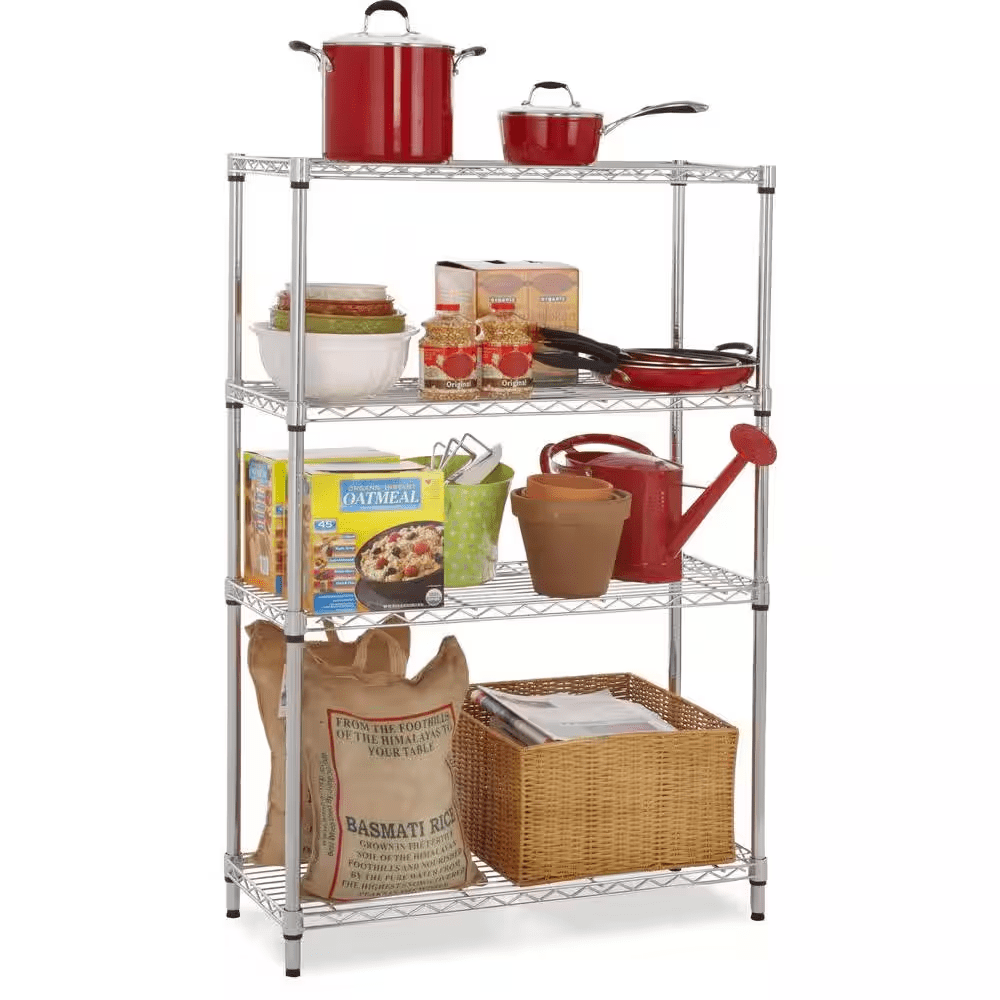 4-Tier Steel Wire Shelving Unit in Chrome (36 In. W X 54 In. H X 14 In. D) - Image 2