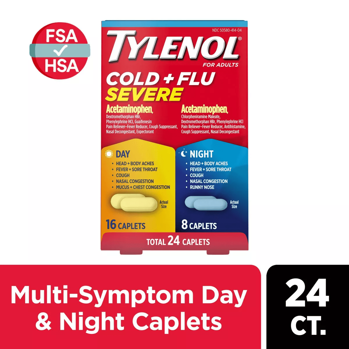 Tylenol Cold+Flu Severe Day/Night Caplets - Acetaminophen - 24Ct - Image 6