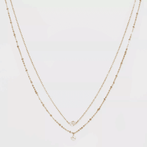 Cubic Zirconia Multi-Strand Chain Necklace - a New Day™ Gold: Nickel-Free Metal, Lobster Claw Clasp