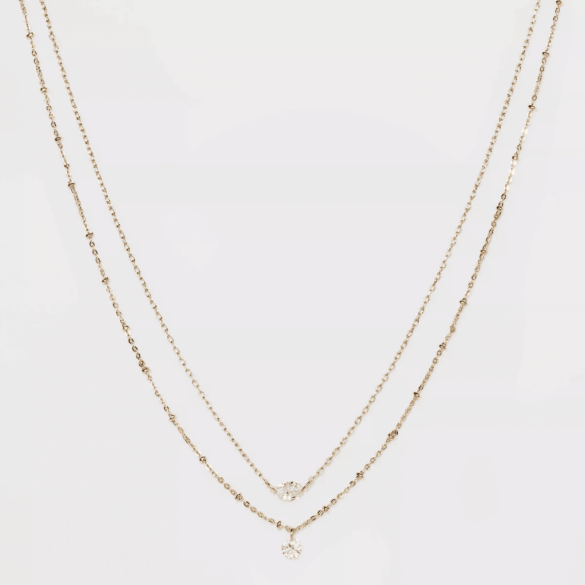 Cubic Zirconia Multi-Strand Chain Necklace - a New Day™ Gold: Nickel-Free Metal, Lobster Claw Clasp