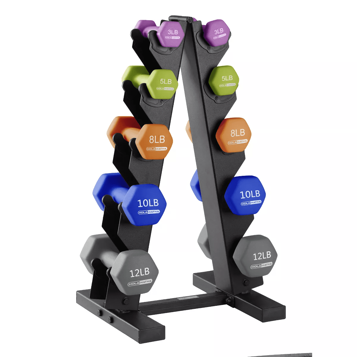 Holahatha Hex Dumbbell Set with Hand Weights and Storage Rack - Image 18