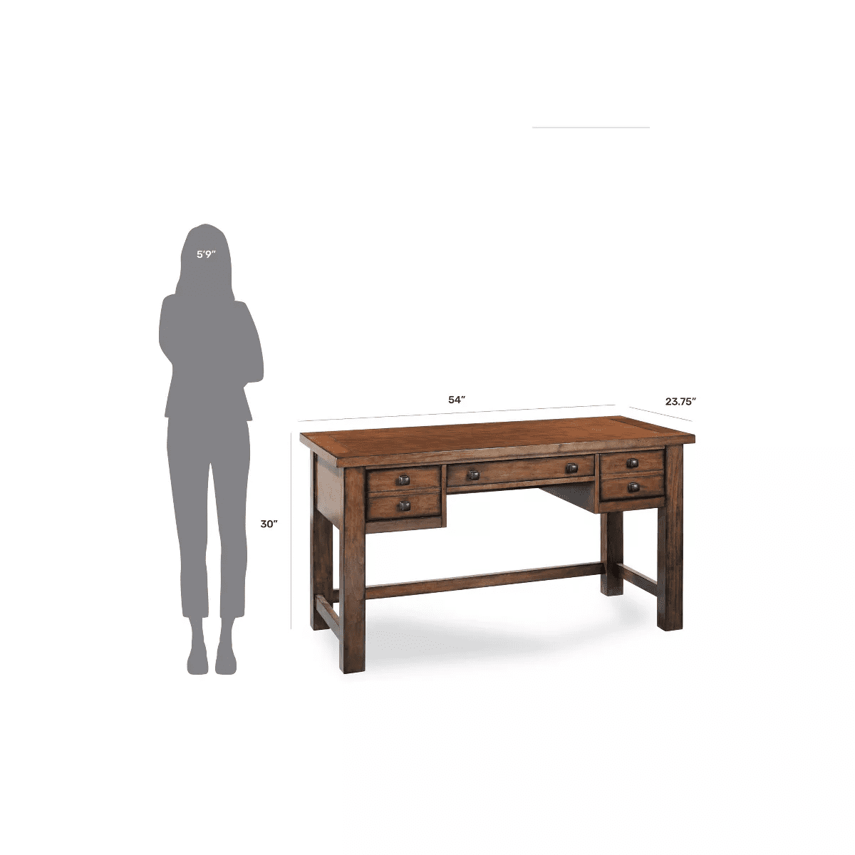 Tahoe Executive Writing Desk - Aged Maple - Home Styles: Mid-Century Modern, Hardwood Frame, Drawer Storage - Image 6