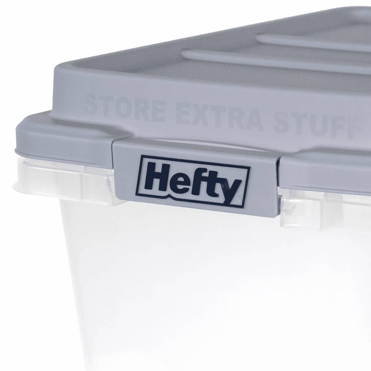 Hefty 72Qt Clear Hi-Rise Storage Bin with Stackable Lid Gray: Plastic Utility Tubs, Locking Handles, Snap Closure - Image 6