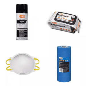 12 Oz. Black Spray Paint, Nitrile Gloves (40-Count), N95 Mask (3-Pack) and 1.88 In. Painter'S Tape (6-Pack)
