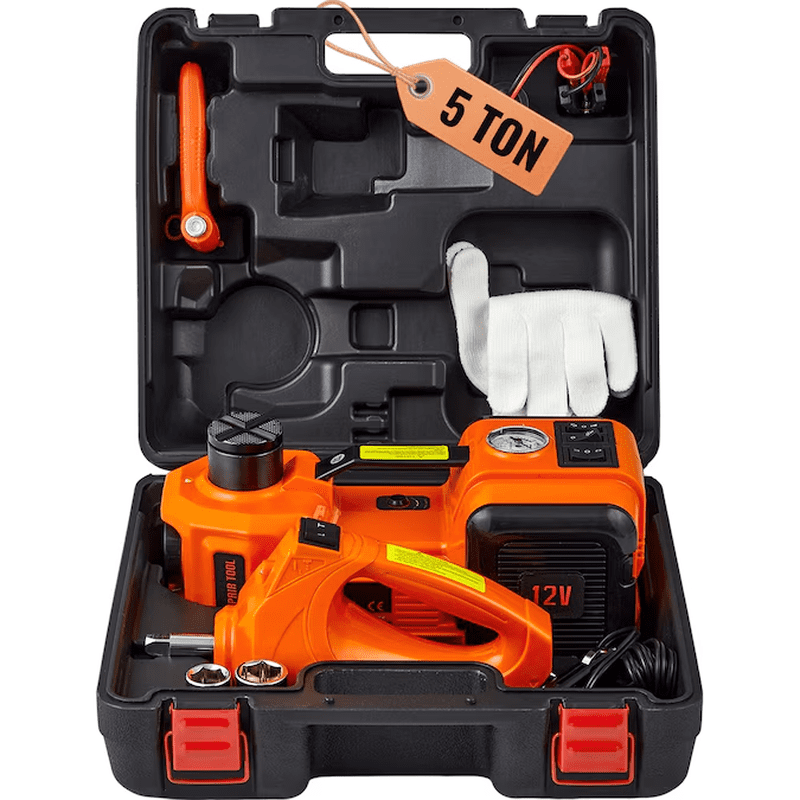 Orange 5-Ton Steel Hydraulic Jack Kit