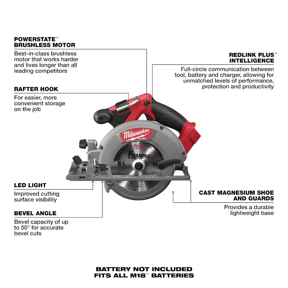 M18 FUEL 18V Lithium-Ion Brushless Cordless Combo Kit (7-Tool) with 1/2 In. Impact Wrench W/ Friction Ring - Image 9