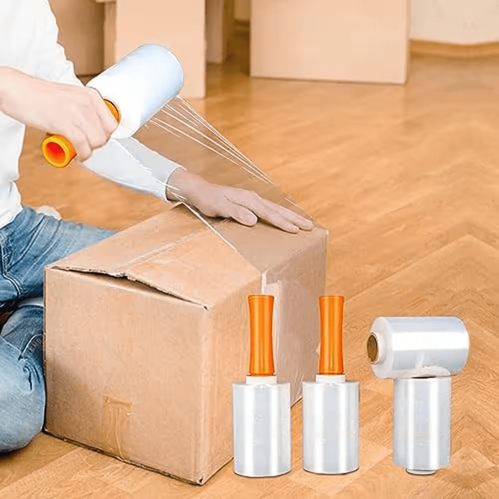 4-Pack Stretch Wrap with Handles 5 X 1000 Ft. 60-Gauge Heavy Duty Thick Plastic Wrap Roll for Moving Packing Wrapping - Image 2
