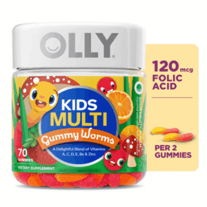 Kids Multivitamin Gummy Worm Supplement for Kids, Vitamins A, C, D & Zinc, 70 Ct