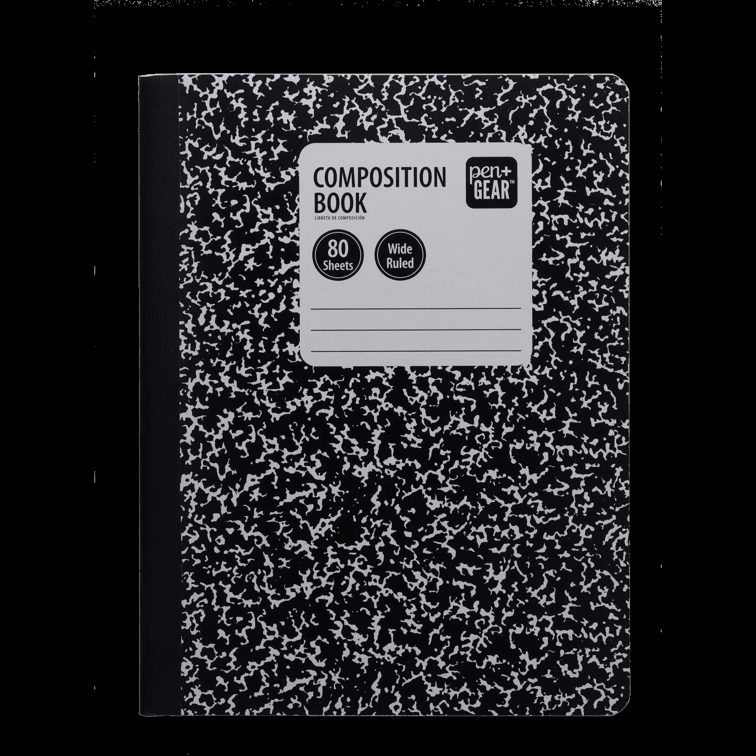 Composition Book, Wide Ruled, 7.5"X 9.75", Marble Design, Paper Cover, 80 Sheets