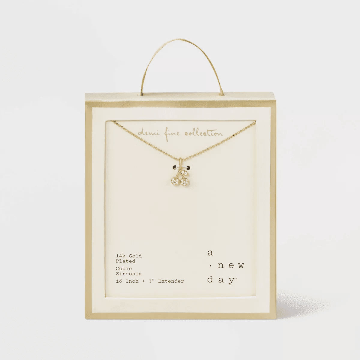 Cubic Zirconia 14K Gold Plated Pave Necklace with Extender - a New Day - Image 6