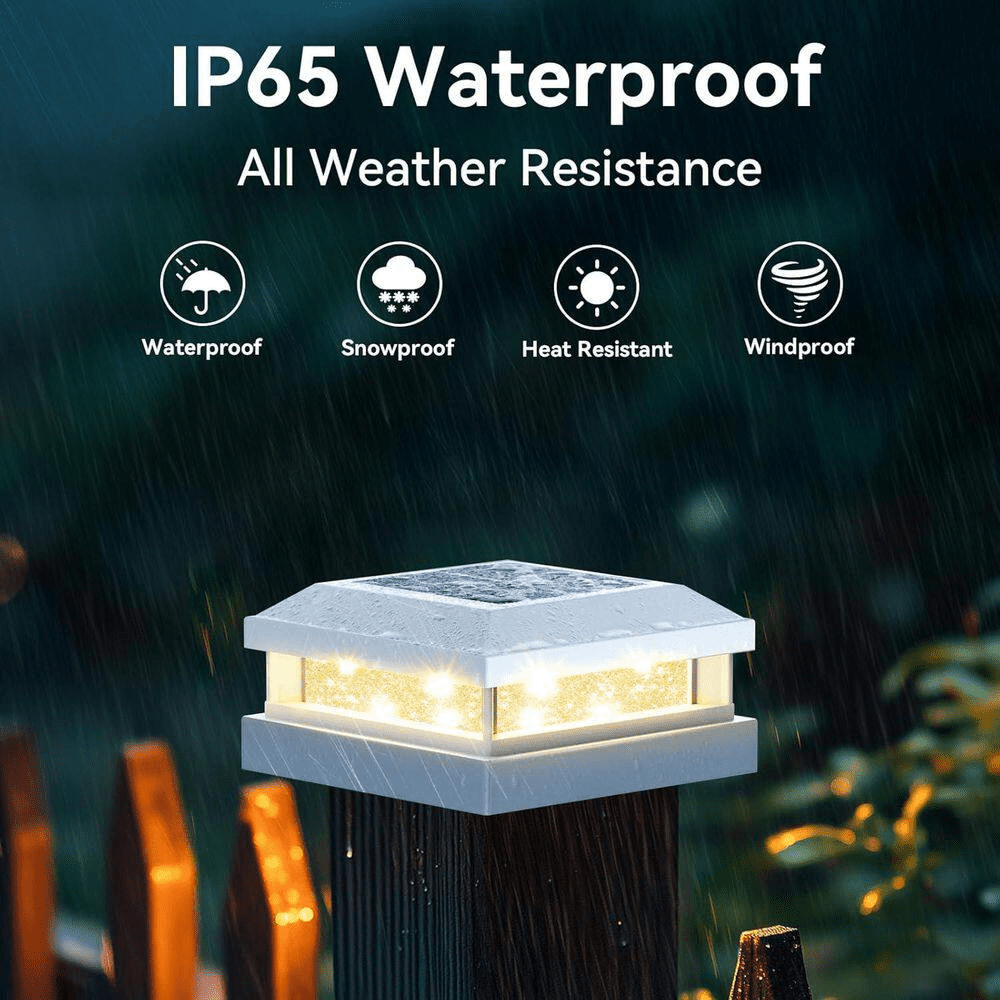 12-Pack Solar Powered Waterproof Post Cap Lights 4 X 4 4.5 X 4.5 5 X 5 Vinyl/Wooden 16 Leds Warm/Cool Lighting Outdoor - Image 6