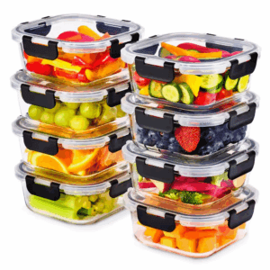 Glass Meal Prep Containers with Airtight Lids, Dishwasher and Oven, and Freezer Safe Food Storage-8 Pack