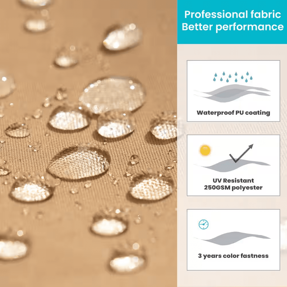 10 Ft. X 13 Ft. Heavy Duty Aluminum Cantilever Offset Tiltable 360° Rotation Patio Umbrella in Tan and Umbrella Base - Image 2