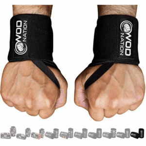 WOD Nation 18-Inch Professional Wrist Wraps for Gym & Weightlifting, Powerlifting Wrist Straps Support for Women & Men (Black)