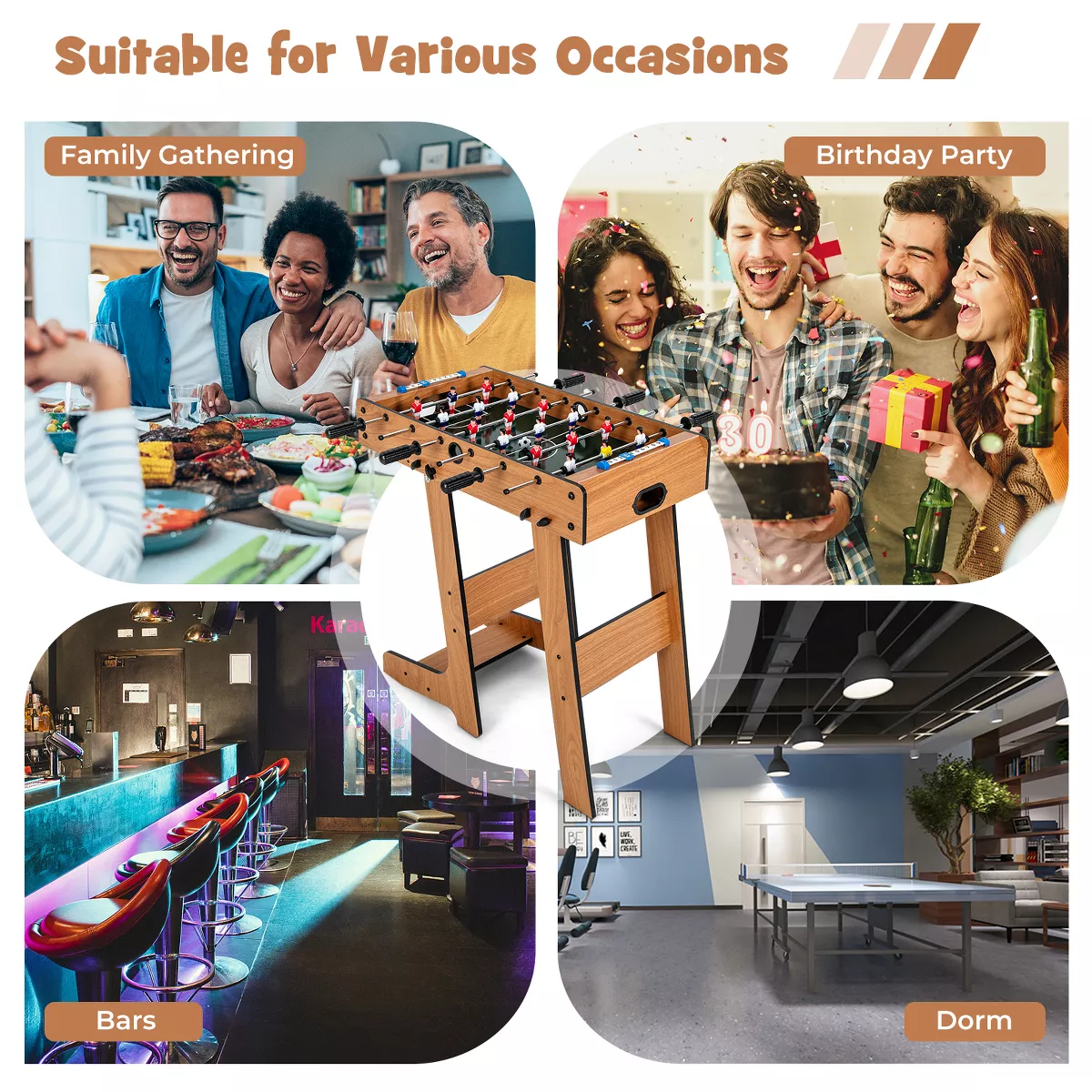 Costway Foldable Football Table Space Saving Soccer Game Indoor Sports for Party Bar - Image 6