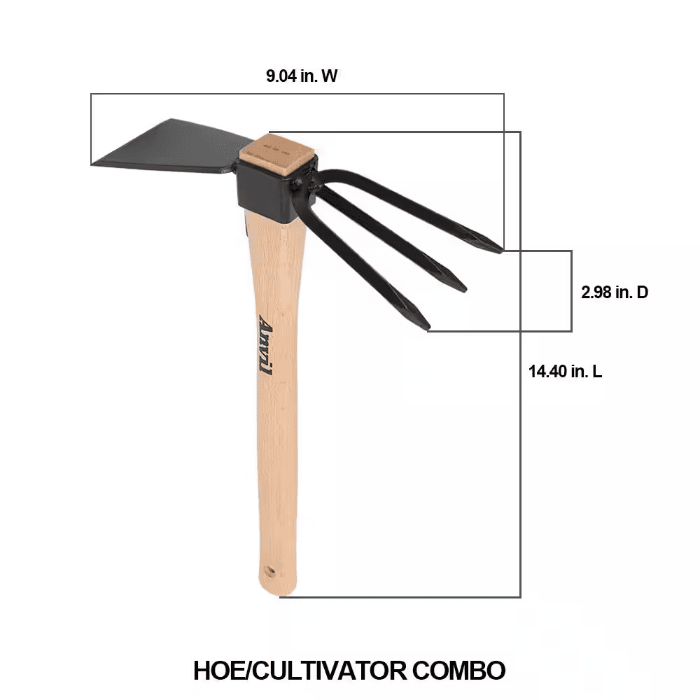 14-2/5 In. Wood Handle Digging Hoe/Cultivator Combo - Image 3