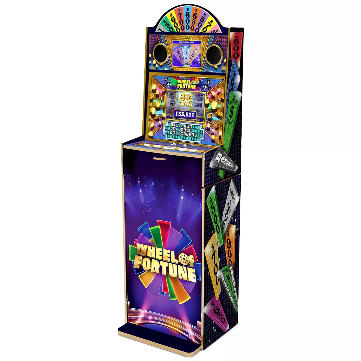 Arcade1Up Wheel of Fortune Casinocade Deluxe Home Arcade Machine, 63.4-Inch Tall - 4 Premium Casino Games, 20 Unlockable Built-In Titles, Dual LCD